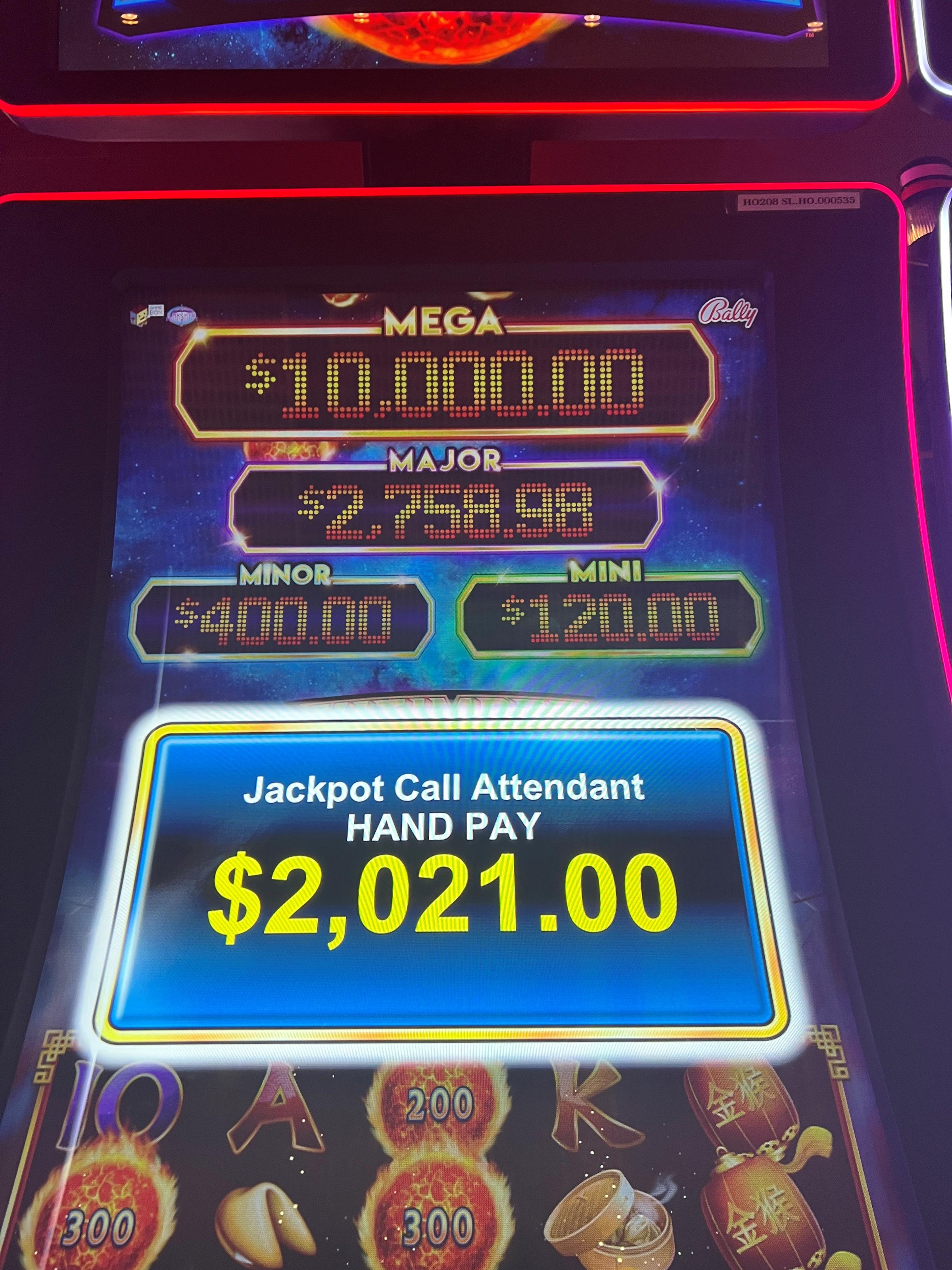 One of several jackpots won while cruising with Carnival